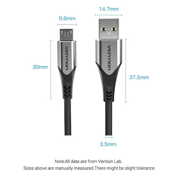 Кабель USB-MicroUSB Vention TPE Nylon 3A 480Mbps nickel-plated COAHC фото