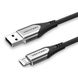 Кабель USB-MicroUSB Vention TPE Nylon 3A 480Mbps nickel-plated, 0.25m