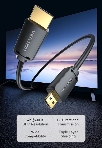 Кабель HDMI-miniHDMI v.2.0 Vention Metal GND 4K 60Hz 18Gbps HDR Video Dolby Audio AGHBG фото