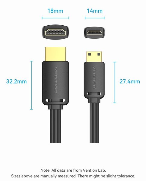 Кабель HDMI-miniHDMI v.2.0 Vention Metal GND 4K 60Hz 18Gbps HDR Video Dolby Audio AGHBG фото