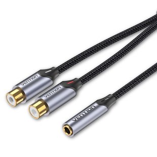 Удлинитель Audio 3.5мм-2RCA Vention F/2xF gold-plated BCOHY фото