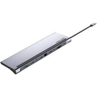 Док-станція USB3.1 Type-C HDMI 4K30Hz/VGA/USB3.0x3/RJ45/SD/TF/TRRS 3.5mm/PD 100W Vention 11in1 THTHC фото