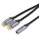 Удлинитель Audio 3.5мм-2RCA Vention F/2xF gold-plated, 0.3m