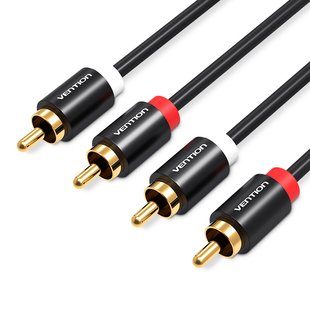 Кабель Audio 2RCA-2RCA Vention F/F 29К gold-plated 29 AWG Metal Shell VAB-R06-BCM фото