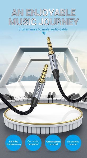 Кабель Audio Aux 3.5мм-3.5мм Vention M/M Flat TPE gold-plated BAPHG фото