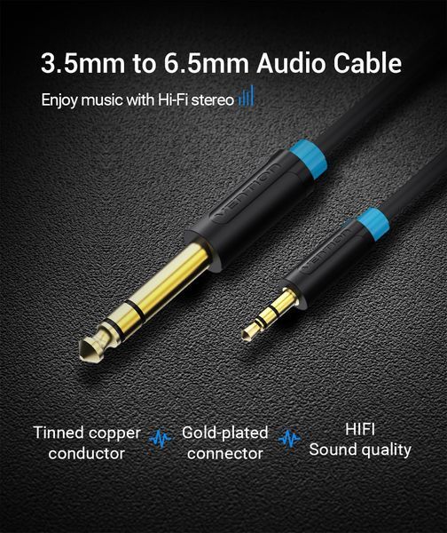 Кабель Audio 6.35мм-3.5мм Vention F/F PVC Shell gold-plated BABBF фото