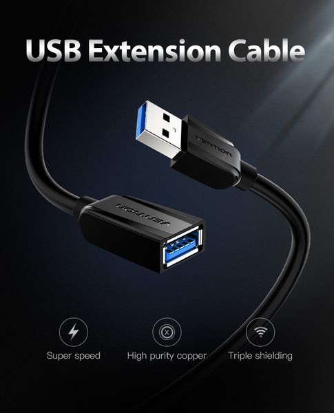 Подовжувач USB-USB 3.0 Vention F/M Flexible Round 5Gbps VAS-A45-B050 фото