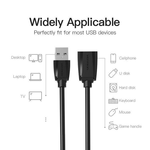 Удлинитель USB-USB 3.0 Vention F/M Flexible Round 5Gbps VAS-A45-B050 фото