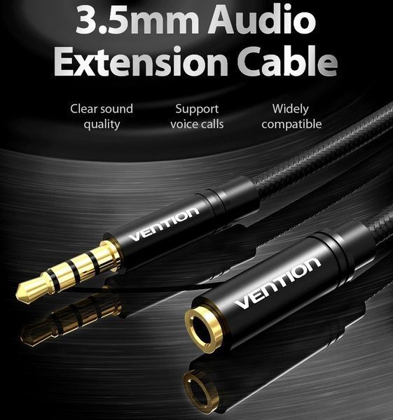 Подовжувач Audio Aux 3.5мм-3.5мм M/F Vention gold-plated VAB-B06-B200-M фото
