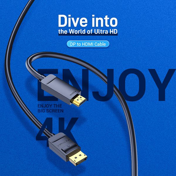 Кабель DisplayPort-HDMI v.1.2 Vention 4K 2K 30Hz 21.6Gbps HAGBI фото