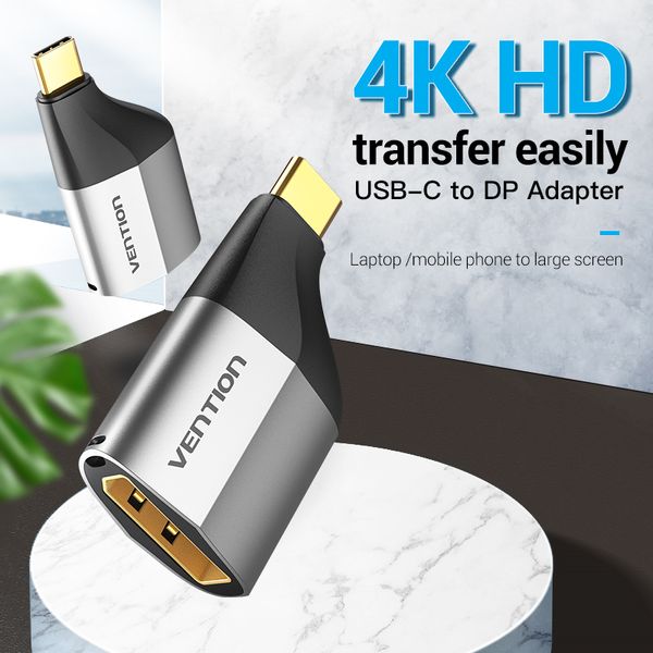 Адаптер Type-C-DisplayPort v.1.2 Vention 4K 60Hz gold-plated Black (TCCH0) TCCH0 фото