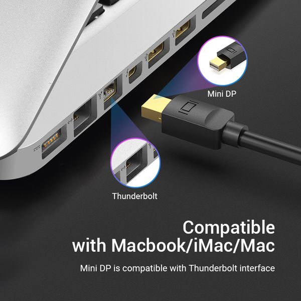 Кабель MiniDisplayPort-HDMI v.1.4 Vention 4K 30Hz gold-plated HAHBG фото