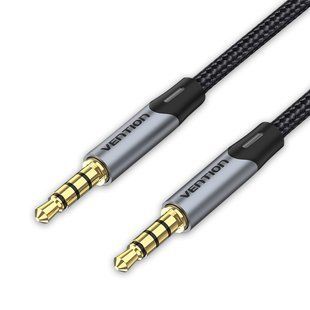 Кабель Audio Aux 3.5мм-3.5мм Vention TRRS M/M Round Nylon gold-plated BAQHD фото
