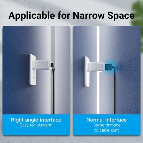 Кабель Type-C-Type-C Vention TPE Nylon Double 90&deg; Degree PD 100W 5A 480Mbps nickel-plated TANHH фото