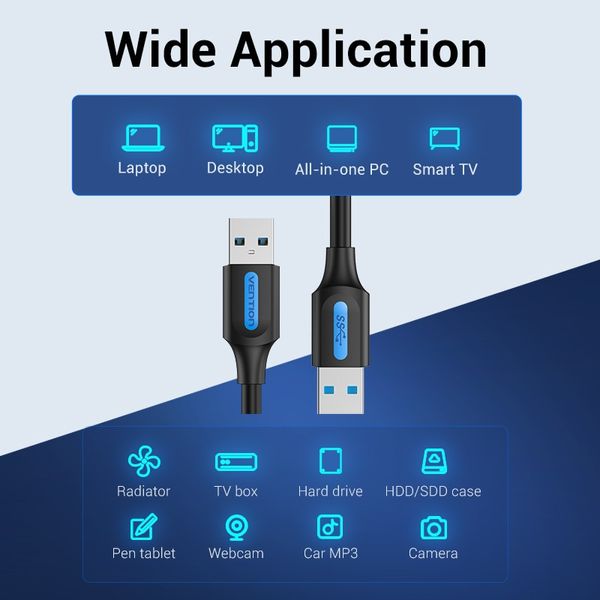 Кабель USB-USB 3.0 Vention F/F PVC Round 5Gbps CONBD фото