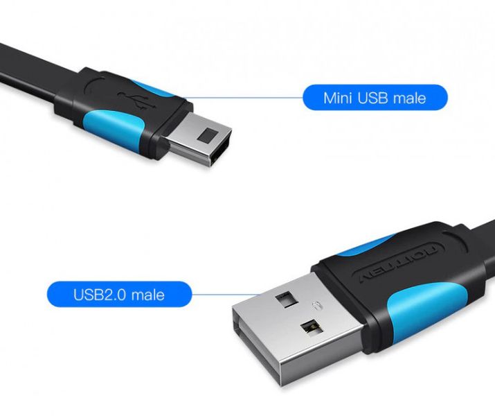 Кабель USB-MiniUSB 2.0 5pin Vention Flat VAS-A14-B025 фото