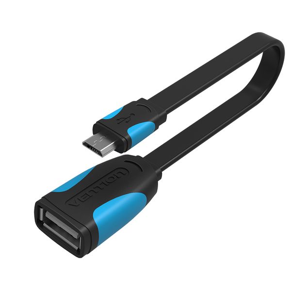 Адаптер USB-MicroUSB OTG 2.0 Vention PVC Flat 2A 480Mbps nickel-plated 0.10m Black (VAS-A09-B010) VAS-A09-B010 фото