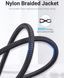 Кабель USB-Type-C Vention TPE Nylon U-Shaped 180&deg; PD 66W 5A 480Mbps nickel-plated, 1.5m