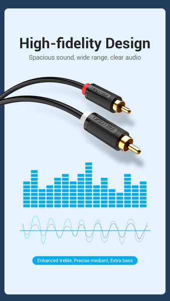 Кабель Audio 2RCA-2RCA Vention F/F 26К gold-plated 29 AWG PVC Shell BCMBE фото