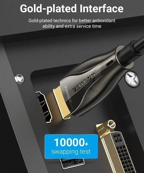 Кабель HDMI-HDMI v.2.0 Vention Optical Zinc PVC 4K 60Hz 18Gbps gold-plated ALABQ фото