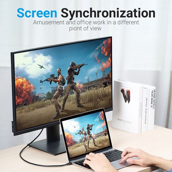 Кабель Type-C-DisplayPort v1.4 Vention PVC 8K 60Hz 4K 144Hz 2k 165Hz 1080P 240Hz 21.6Gbps gold-plated CGYBG фото