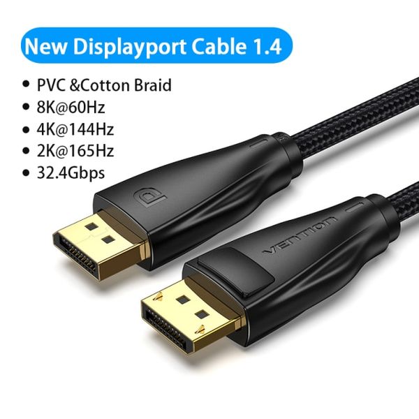 Кабель DisplayPort-DisplayPort v1.4 Vention PVC Cotton 8K 60Hz 4K 144Hz 2K 165Hz 32.4Gbps HCCBF фото