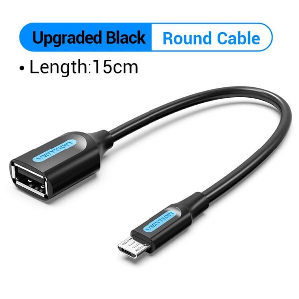 Адаптер USB-MicroUSB OTG 2.0 Vention PVC Round 2A 480Mbps nickel-plated 0.15m Black (CCUBB) CCUBB фото