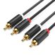 Кабель Audio 2RCA-2RCA Vention F/F 26К gold-plated 29 AWG PVC Shell, 0.5m