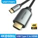 Кабель Type-C-HDMI 2.0 4K 60Hz HDCP 2.2 Thunderbolt 3 Vention Cotton Braided, 1m