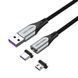 Кабель 2 в 1 USB-MicroUSB-Type-C Vention Nylon Magnetic 3А 480Mbps nickel-plated, 0.5m