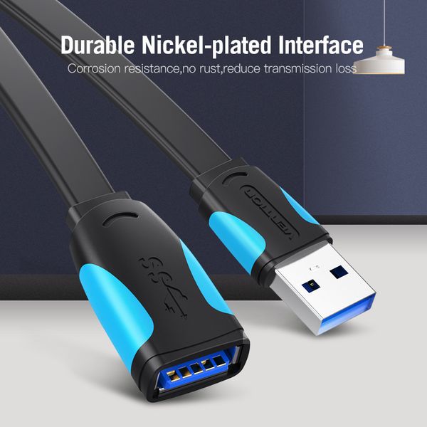 Удлинитель USB-USB 3.0 Vention Flat 5Gbps VAS-A13-B050 фото