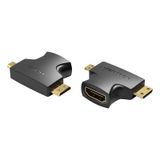 Адаптер 2 в 1 MicroHDMI-MiniHDMI-HDMI Vention (4K 30Hz MiniH) (1080p 60Hz MicroH) Black (AGFBO) AGFBO фото