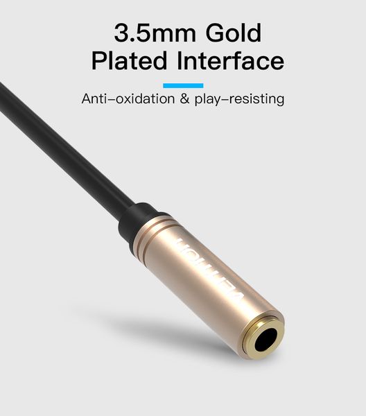 Удлинитель Audio Aux 3.5мм-3.5мм Vention TPE F/F gold-plated BFABY фото