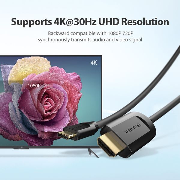 Кабель Type-C-HDMI Thunderbolt 3 v.1.4 Vention 4K 30Hz 2K 30Hz CGUBG фото