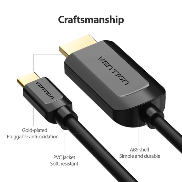 Кабель Type-C-HDMI Thunderbolt 3 v.1.4 Vention 4K 30Hz 2K 30Hz CGUBG фото