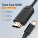 Кабель Type-C-HDMI Thunderbolt 3 v.1.4 Vention 4K 30Hz 2K 30Hz, 1.5m