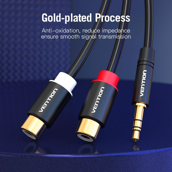 Кабель Audio 3.5мм-2RCA Vention M/F 24К gold-plated 26 AWG VAB-R02-B030 фото