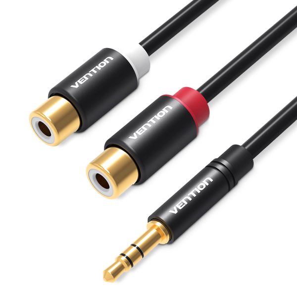 Кабель Audio 3.5мм-2RCA Vention M/F 24К gold-plated 26 AWG VAB-R02-B030 фото