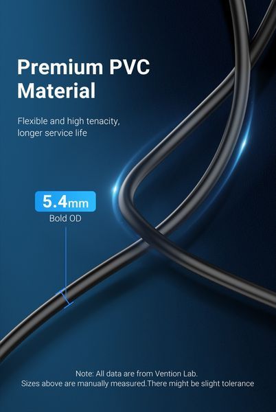 Подовжувач USB-USB 3.0 Vention F/M PVC Round 5Gbps CBHBD фото
