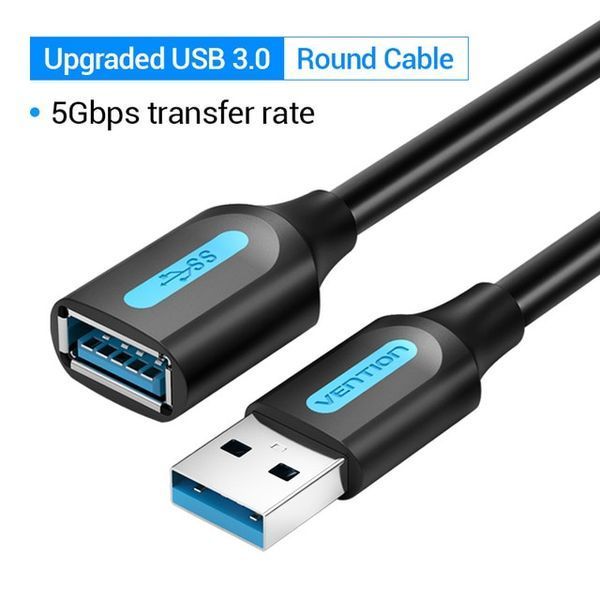 Подовжувач USB-USB 3.0 Vention F/M PVC Round 5Gbps CBHBD фото