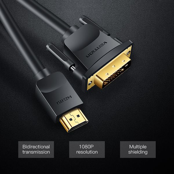 Кабель HDMI-DVI v.1.4 Vention (DVI 24+1) 1080P 60Hz gold-plated ABFBF фото