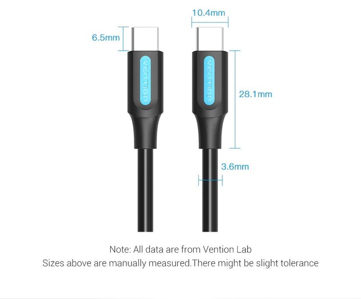 Кабель Type-C-Type-C Vention TPE Round PD 60W 3A 480Mbps COSBD фото