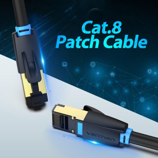 Патч-корд RJ45-RJ45 Vention LAN CAT8 SFTP 40Gbps 2000MHz Copper PVC Round IKABD фото