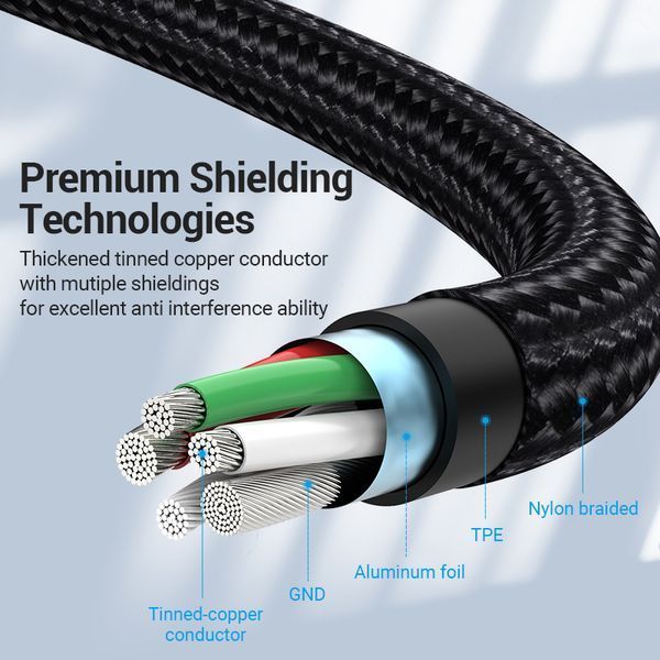Кабель 2 в 1 USB-Type-C Vention Nylon 2.4А 480Mbps nickel-plated CQOHF фото