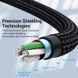 Кабель 2 в 1 USB-Type-C Vention Nylon 2.4А 480Mbps nickel-plated, 1m
