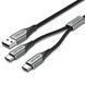 Кабель 2 в 1 USB-Type-C Vention Nylon 2.4А 480Mbps nickel-plated, 1m