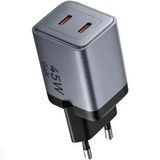 Зарядний пристрій Vention 2xUSB 45W (2xUSB-C) PD3.0 QC, GaN + USB-C cable М-М чорний TZ-FCDH0-EU фото