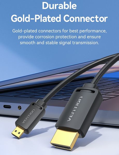 Кабель HDMI-microHDMI v.2.0 Vention Metal GND 4K 60Hz 18Gbps HDR Video Dolby Audio AGIBG фото