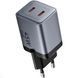 Зарядний пристрій Vention 2xUSB 45W (2xUSB-C) PD3.0 QC, GaN + USB-C cable М-М чорний