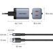 Зарядний пристрій Vention 2xUSB 45W (2xUSB-C) PD3.0 QC, GaN + USB-C cable М-М чорний
